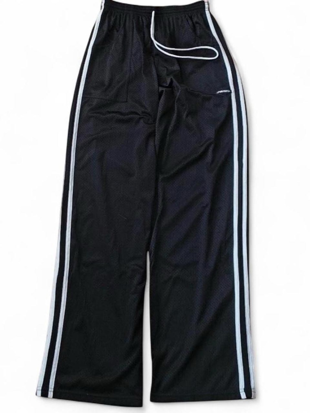 90’s Vintage Perfetto mesh jersey black track pants with white stripes